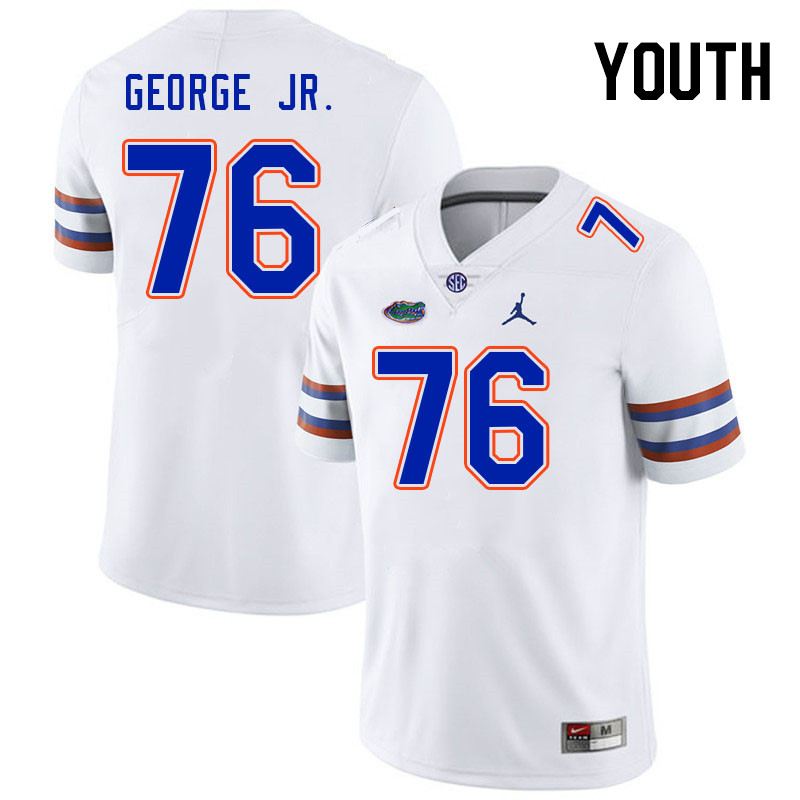 Youth #76 Damieon George Jr. Florida Gators College Football Jerseys Stitched-White